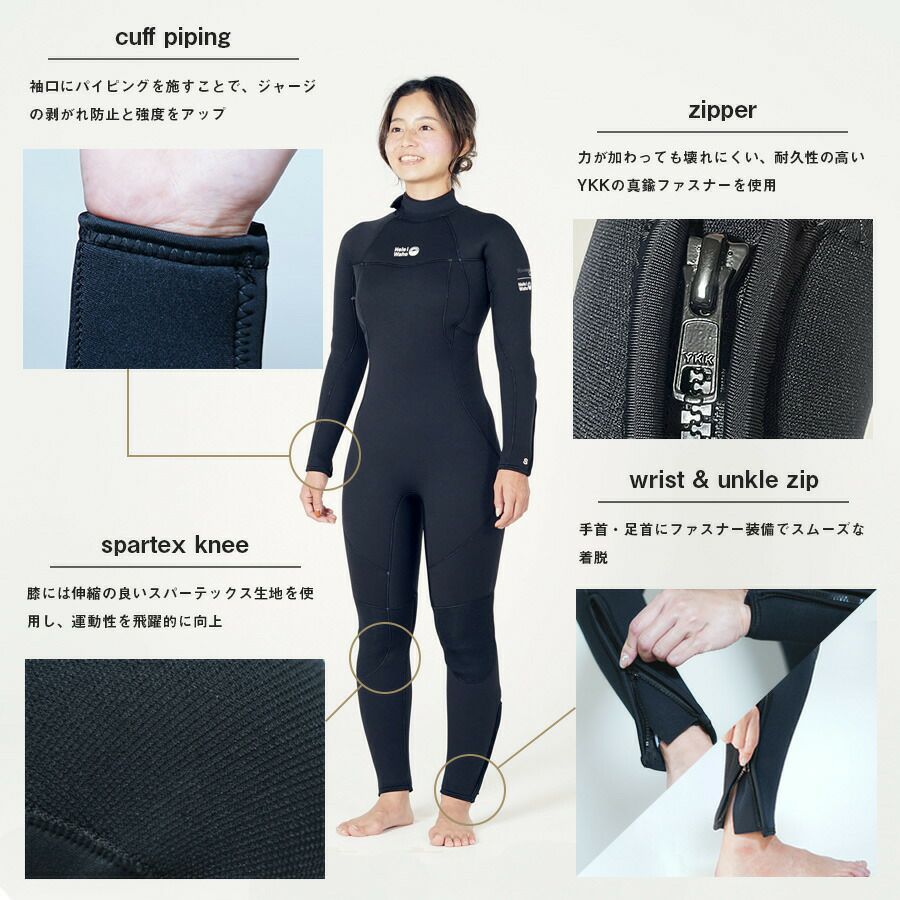Hele i Waho】5mm full-zip TOUGH LINE lady | 業務用・卸販売対応