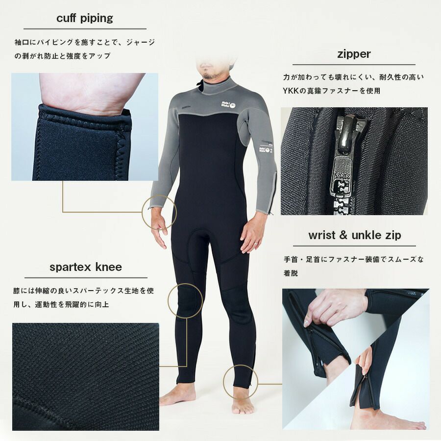 Hele i Waho】 3mm full-zip TOUGH LINE men | 業務用・卸販売対応