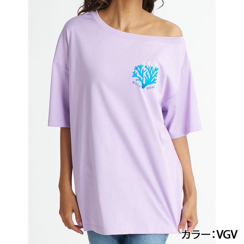 OFF SHOULDER CORAL LOOSE FIT TEE BG01C212